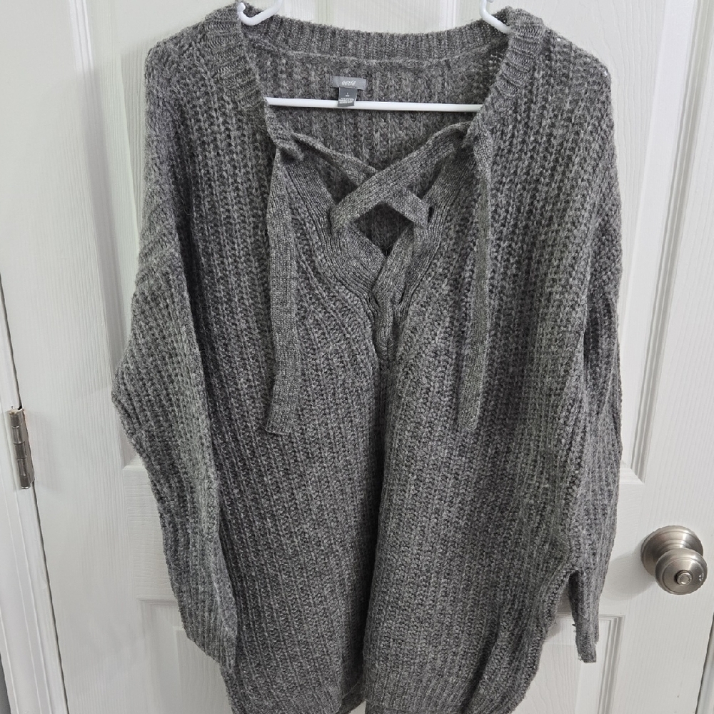Aerie Charcoal V-Neck Sweater